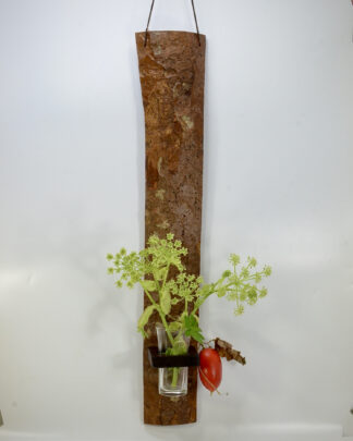 自然木の花器 :壁掛け花 欅の皮