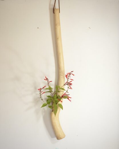 自然木の一輪挿しの花器：壁掛け花
